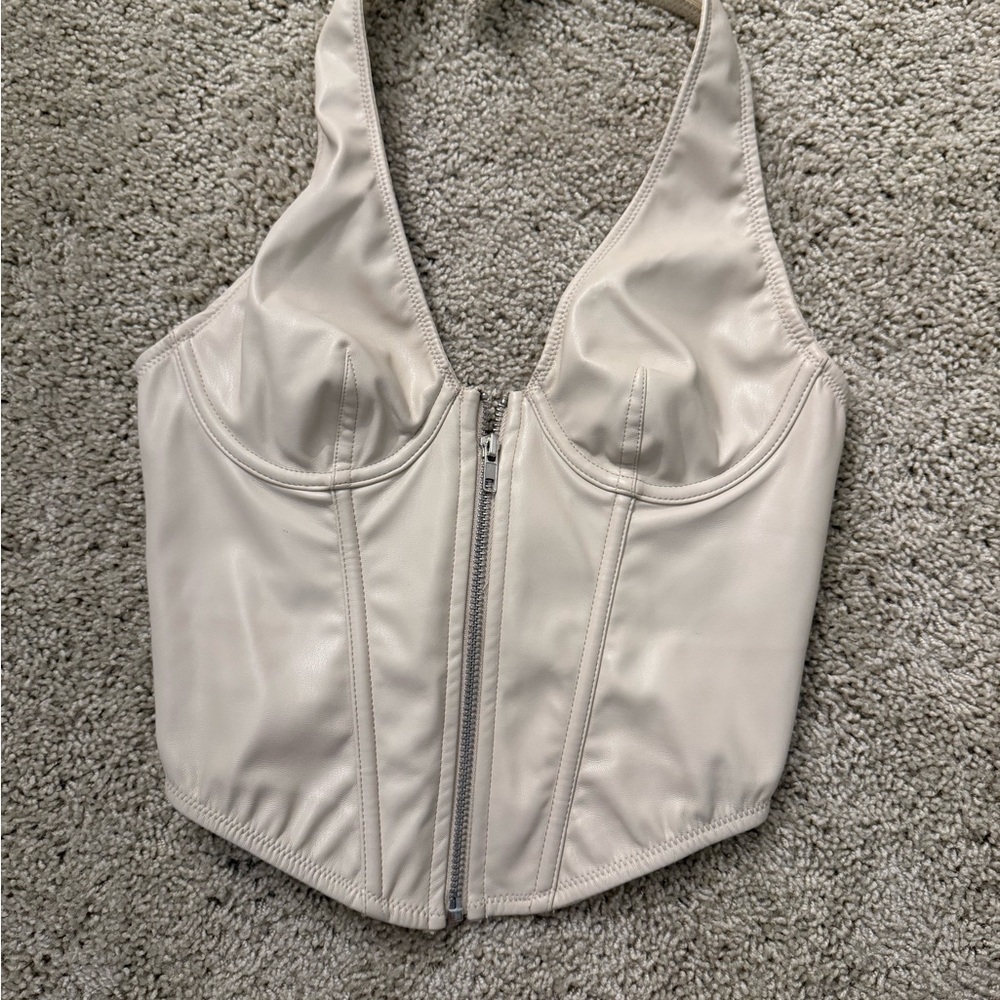 Urban Outfitters Cream Lace-Up Corset